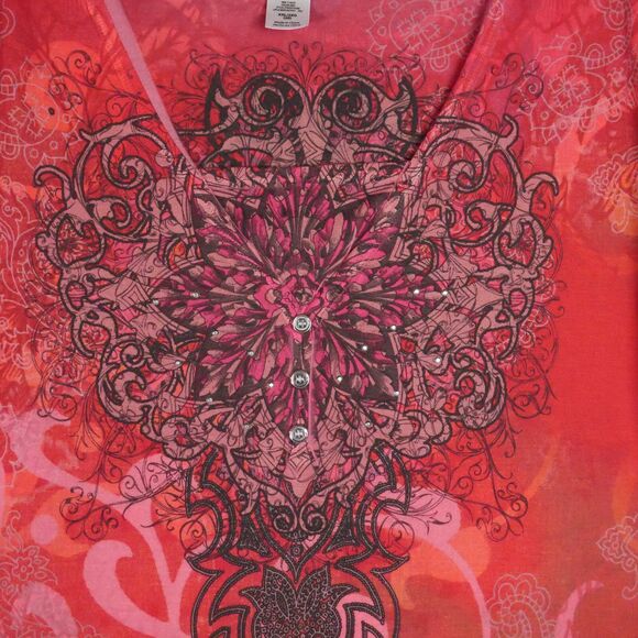 Appropriate Behavior Size XXL Short Sleeved Tunic BOHO Design Top Rhinestone - Picture 2 of 14